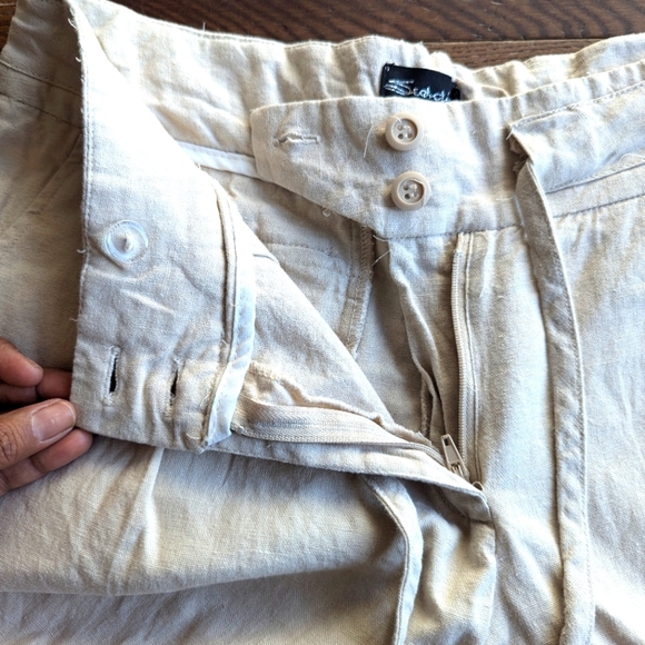 Seduction Tan Women's Linen/Rayon Pants Straight Leg Carrier Office Size Large - Picture 9 of 13